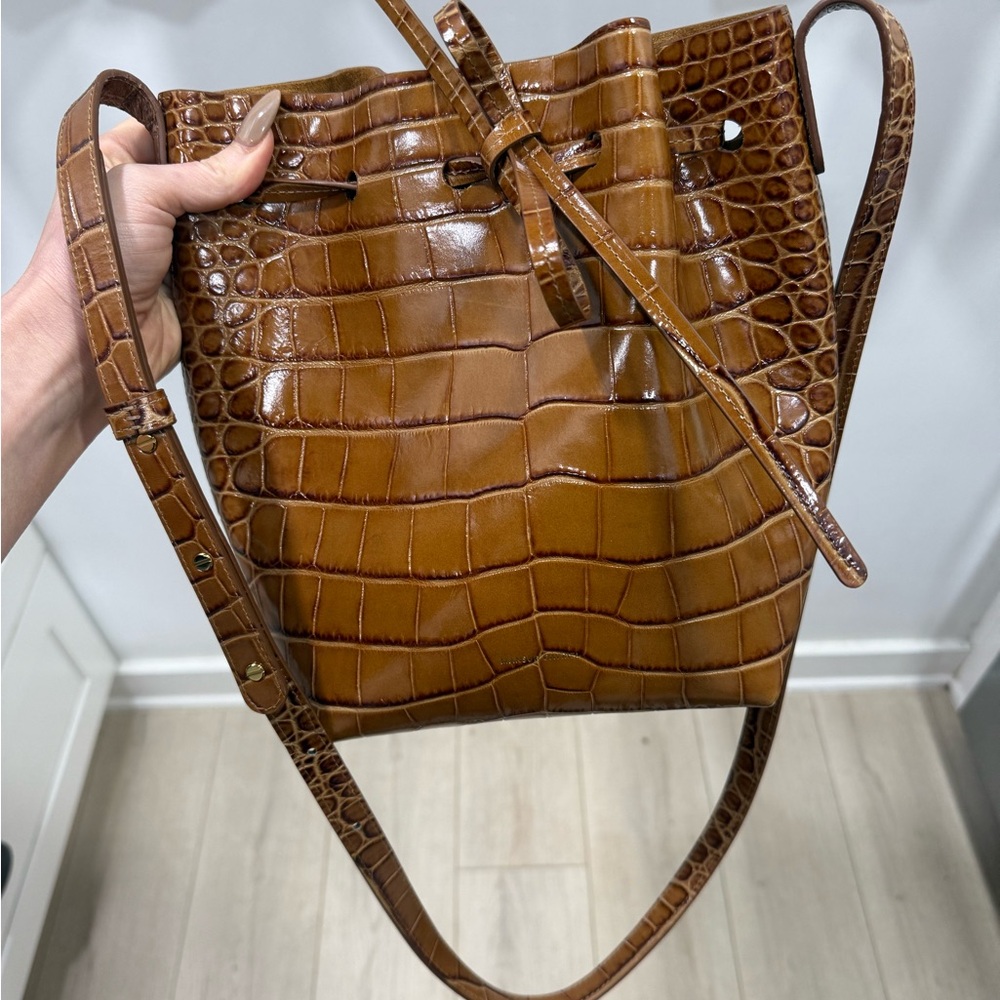 Mansur Gavriel Tan Croc-Embossed Mini Bag - Picture 4 of 7